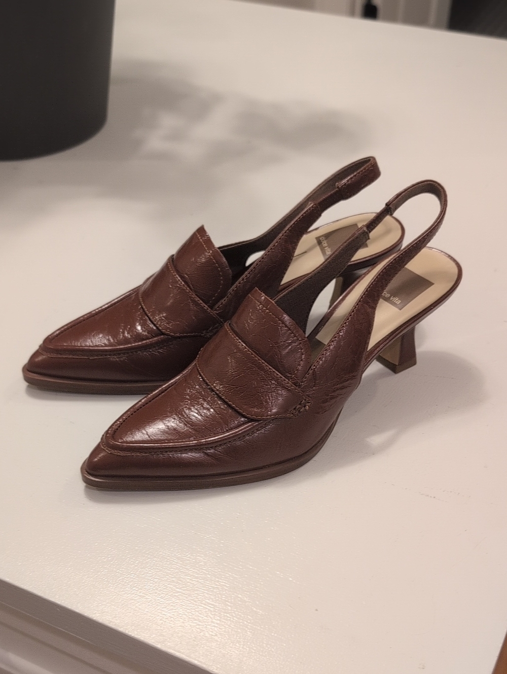 Dolce Vita Classic Brown Leather Slingback Pumps - Women